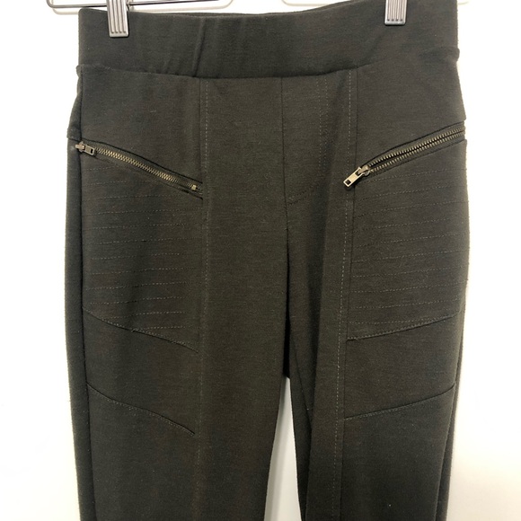 Dark green leggings with faux gold zipper, Size: small - Picture 6 of 7